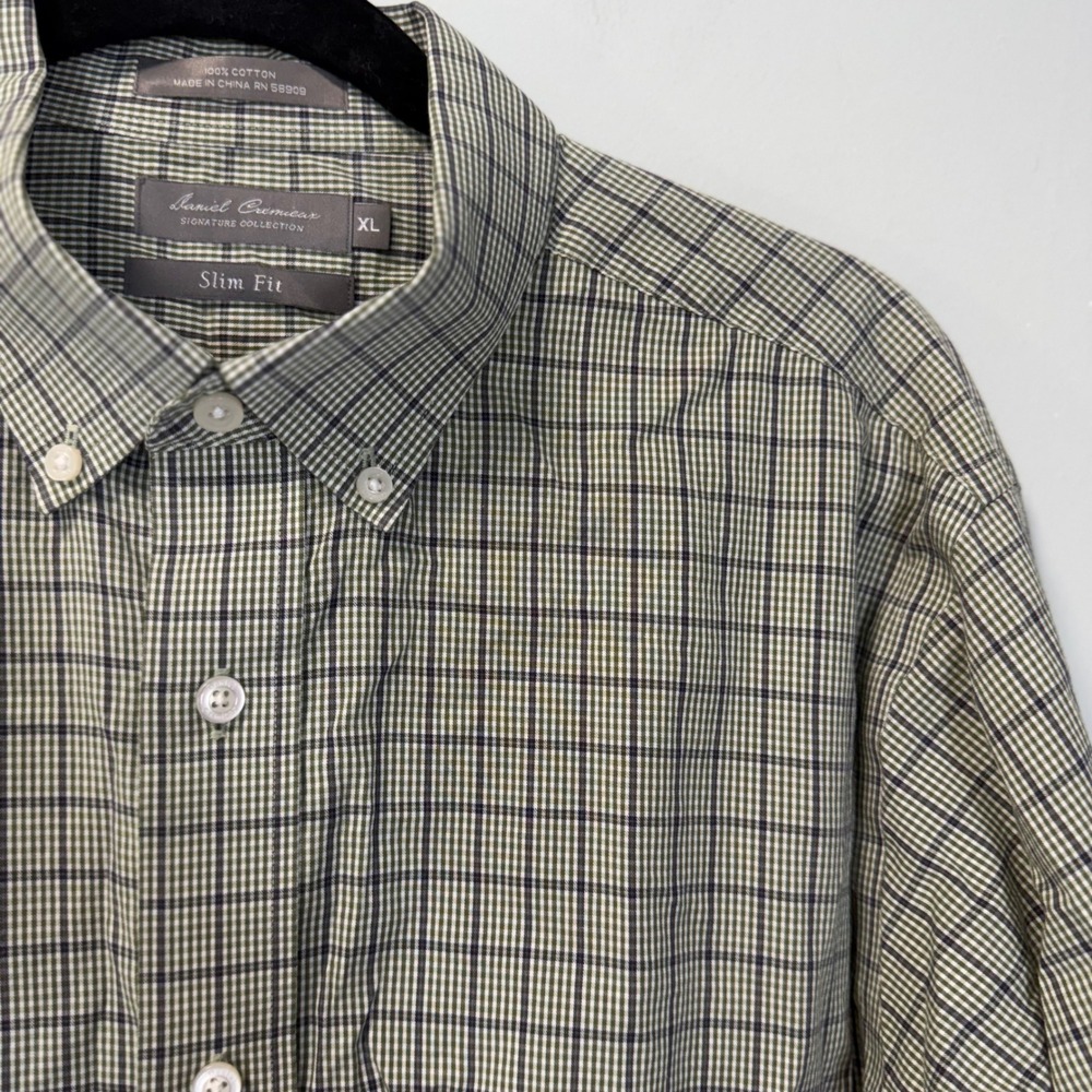 Daniel Cremieux Signature Collection Slim Fit Green Plaid Button Down Shirt XL